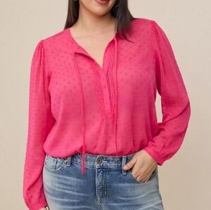 Torrid Chiffon Clip Dot Button-Front Blouse Size 2 / 2x / 18-20